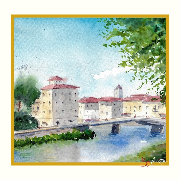 Mediterrán 2. - Pisa (akvarell)